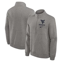 Men's Nike Heather Gray West Virginia Mountaineers Primetime Club Half-Zip Sweatshirt