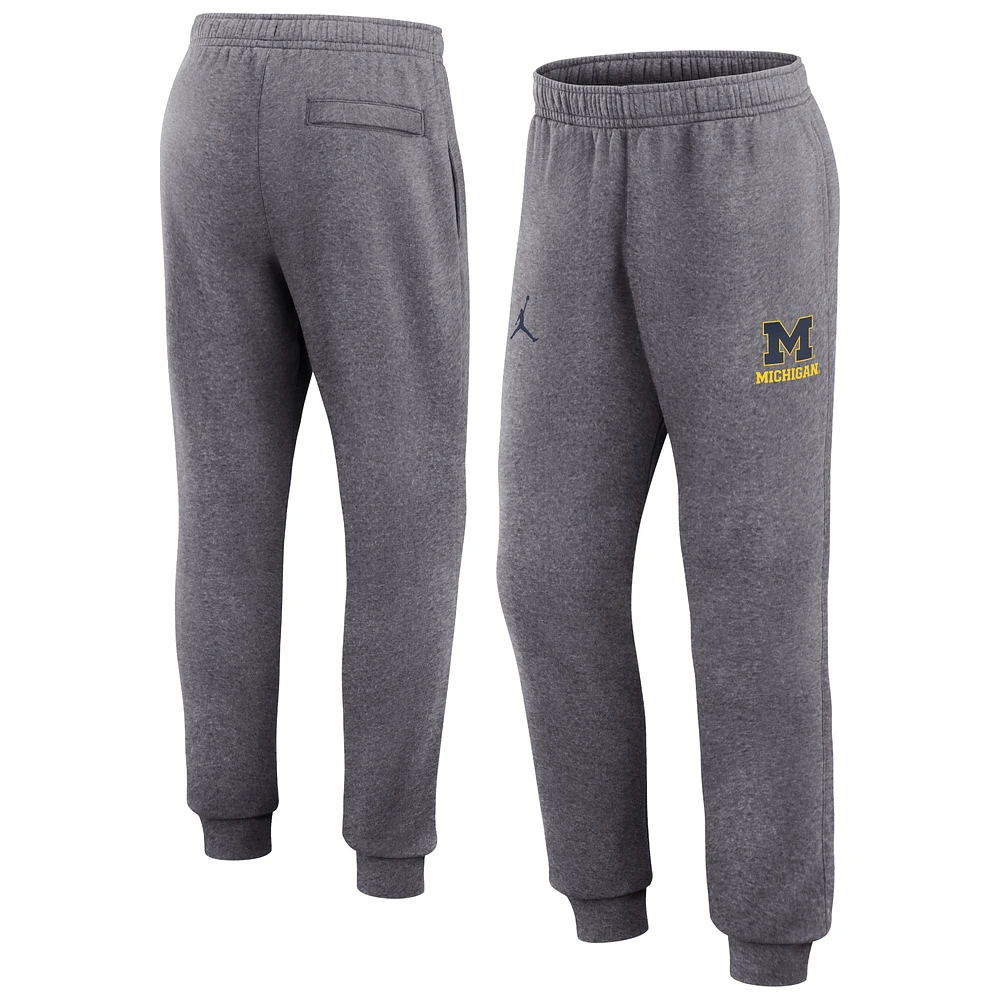 Men's Jordan Brand Heather Gray Michigan Wolverines Primetime Club Fleece Jogger Pants