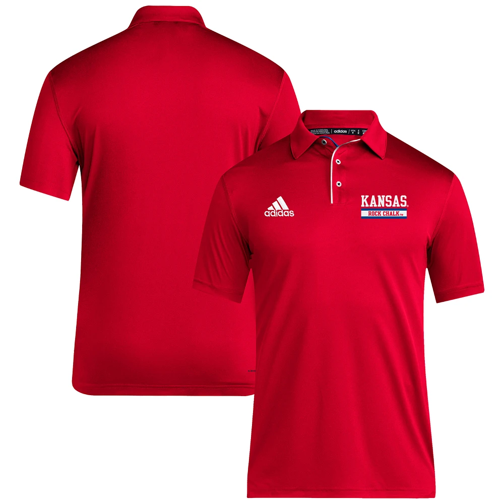 Men's adidas Red Kansas Jayhawks  Coaches Polo