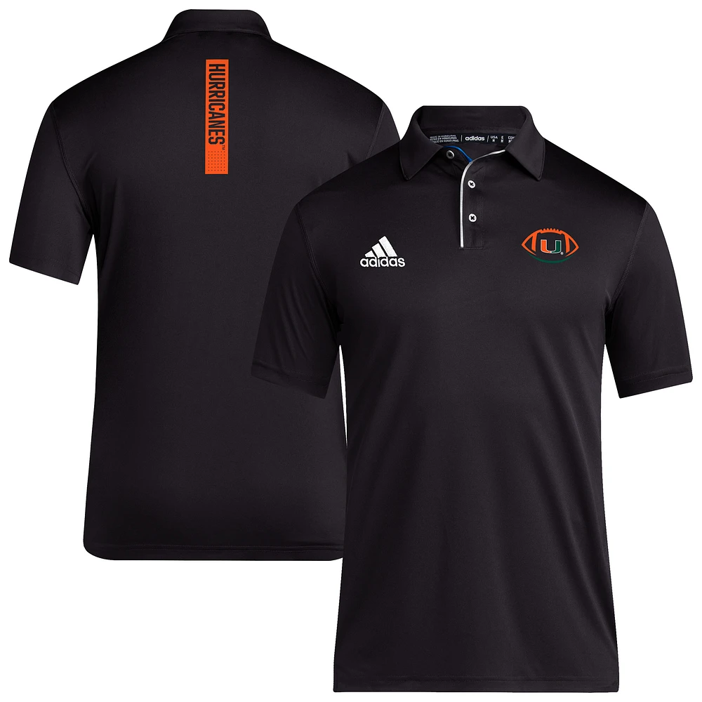 Men's adidas Black Miami Hurricanes Coaches Polo