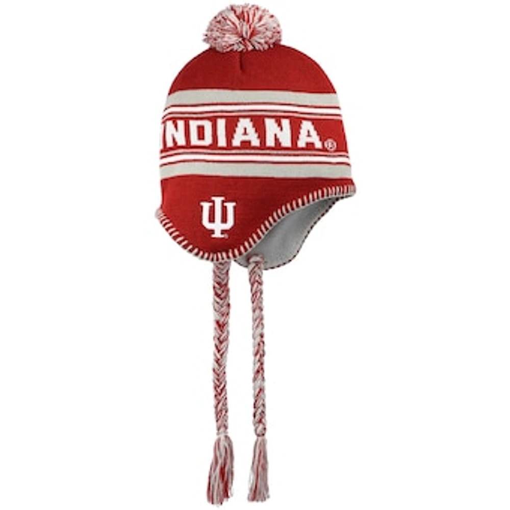 Youth Fanatics Crimson Indiana Hoosiers Jacquard Tassel Knit Hat with Pom