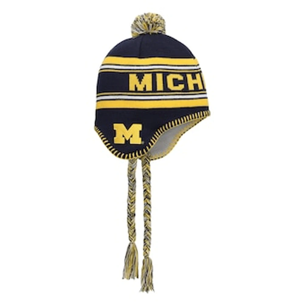 Youth Fanatics Navy Michigan Wolverines Jacquard Tassel Knit Hat with Pom