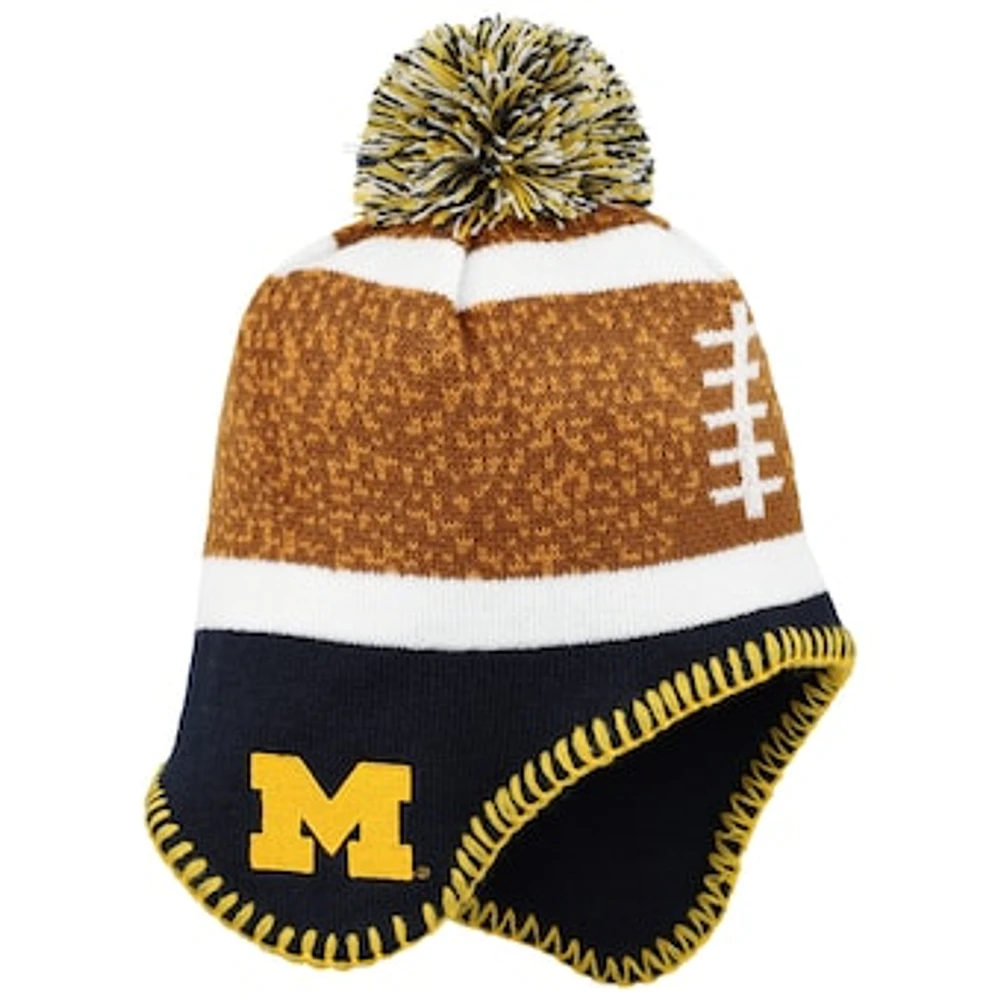 Toddler Fanatics   Brown Michigan Wolverines Football Head Knit Hat with Pom