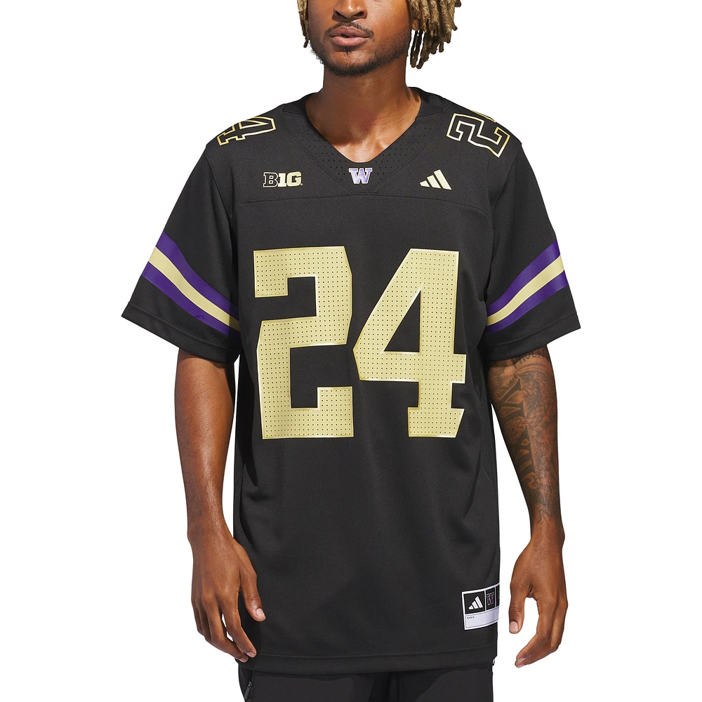 Men's adidas #24 Black Washington Huskies Alternate Premier Strategy Jersey