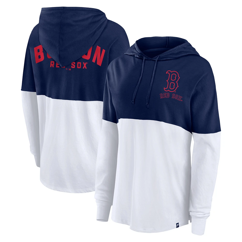 Women's Fanatics Navy/White Boston Red Sox Backup Option Pullover Hoodie