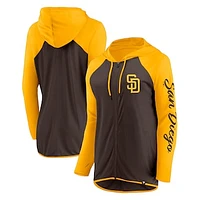 Women's Fanatics Brown/Gold San Diego Padres Script Sleeve Full-Zip Hoodie