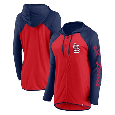 Women's Fanatics Red/Navy St. Louis Cardinals Script Sleeve Full-Zip Hoodie