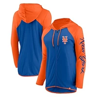 Women's Fanatics Royal/Orange New York Mets Script Sleeve Full-Zip Hoodie