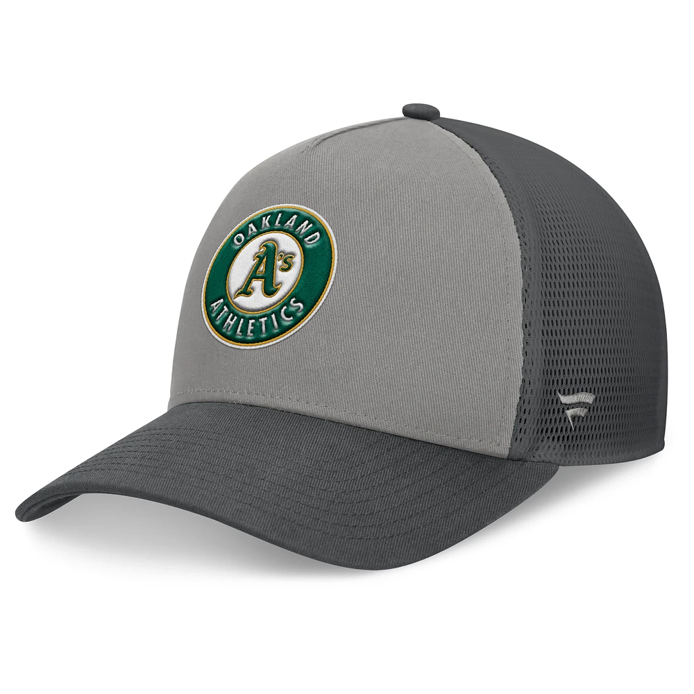 Men's Fanatics Gray/Graphite Oakland Athletics A-Frame Trucker Adjustable Hat