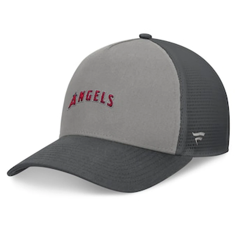 Men's Fanatics Gray/Graphite Los Angeles Angels A-Frame Trucker Adjustable Hat