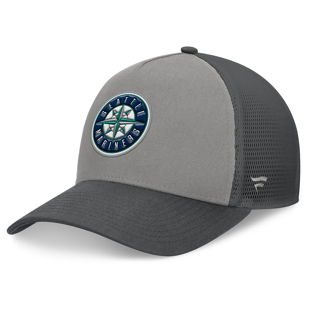 Men's Fanatics Gray/Graphite Seattle Mariners A-Frame Trucker Adjustable Hat