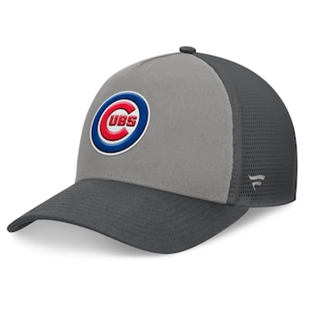 Men's Fanatics Gray/Graphite Chicago Cubs A-Frame Trucker Adjustable Hat