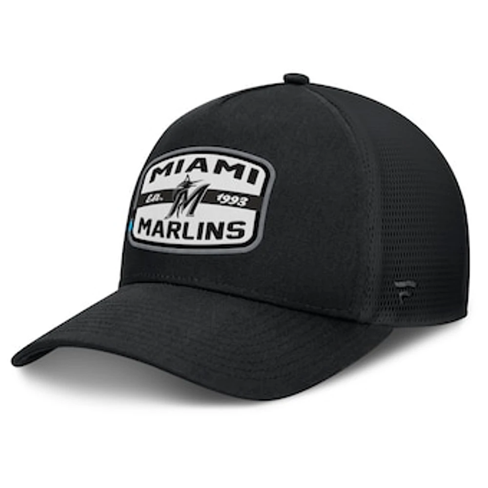 Men's Fanatics Black Miami Marlins Team Patch A-Frame Trucker Snapback Hat