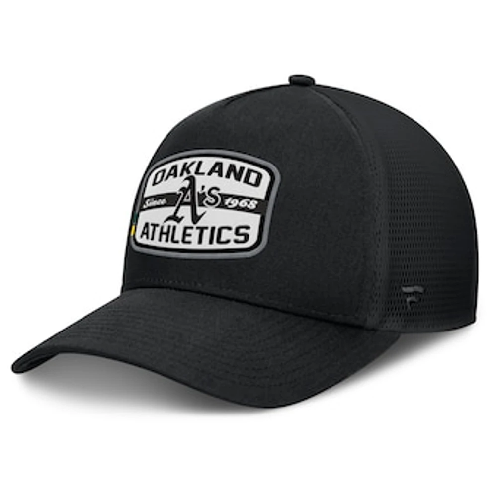 Men's Fanatics Black Oakland Athletics Team Patch A-Frame Trucker Snapback Hat