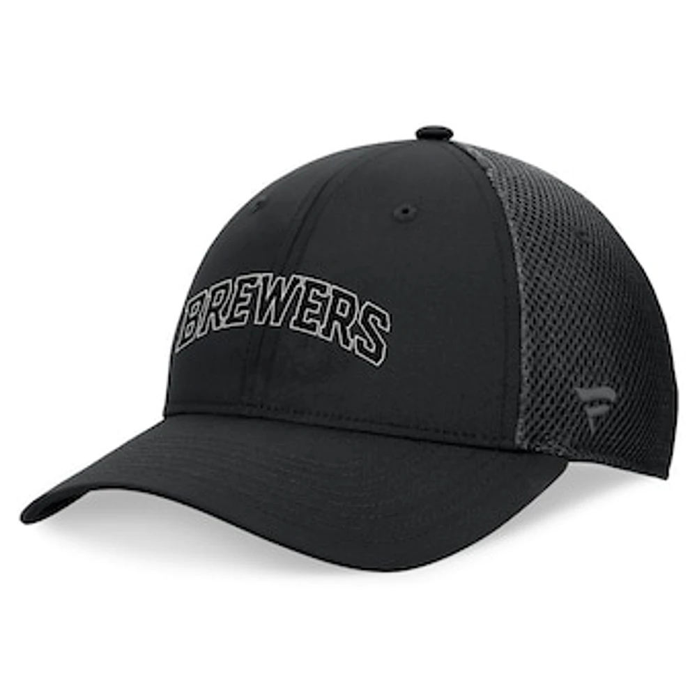 Men's Fanatics Black Milwaukee Brewers Spacer Mesh Flex Hat