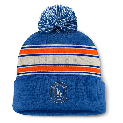 Men's Fanatics  Royal Los Angeles Dodgers Fundamental Patch Cuffed Knit Hat with Pom