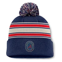 Men's Fanatics  Navy Atlanta Braves Fundamental Patch Cuffed Knit Hat with Pom