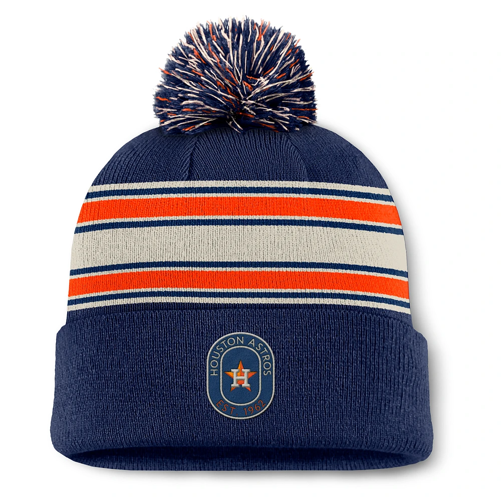 Men's Fanatics  Navy Houston Astros Fundamental Patch Cuffed Knit Hat with Pom