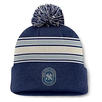 Men's Fanatics  Navy New York Yankees Fundamental Patch Cuffed Knit Hat with Pom