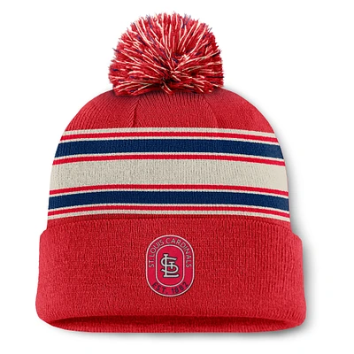 Men's Fanatics  Red St. Louis Cardinals Fundamental Patch Cuffed Knit Hat with Pom