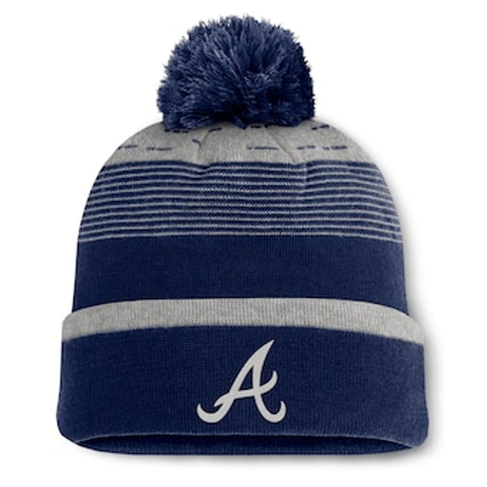 Men's Fanatics  Navy Atlanta Braves Fundamental Gradient Cuffed Knit Hat with Pom