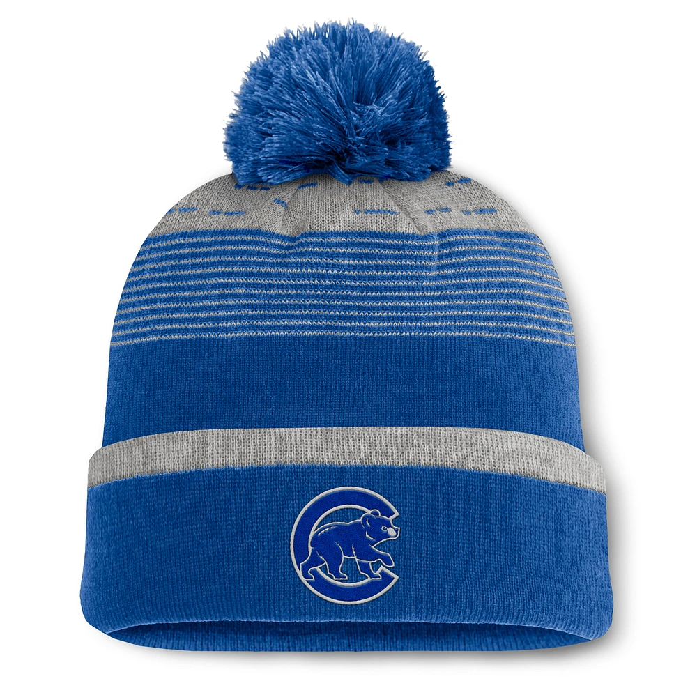 Men's Fanatics  Royal Chicago Cubs Fundamental Gradient Cuffed Knit Hat with Pom