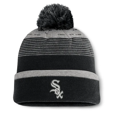 Men's Fanatics  Black Chicago White Sox Fundamental Gradient Cuffed Knit Hat with Pom