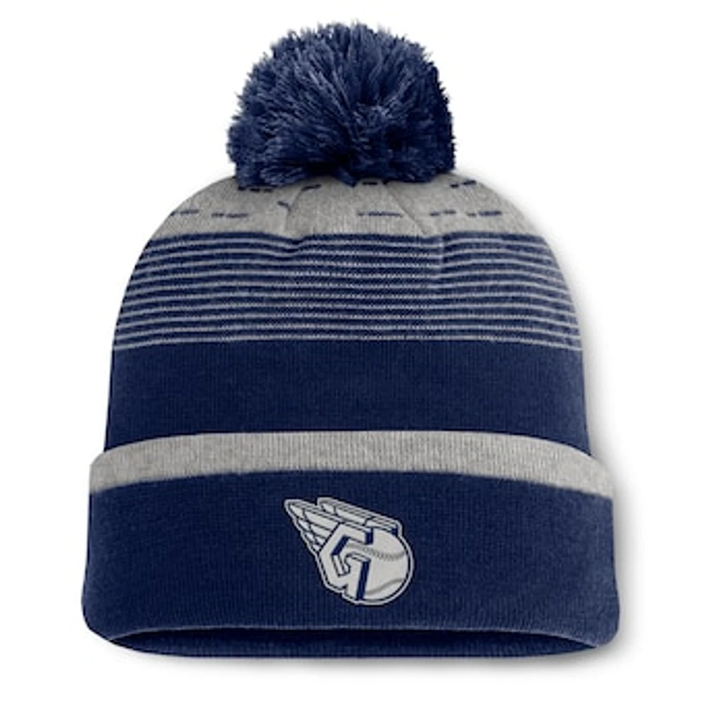 Men's Fanatics  Navy Cleveland Guardians Fundamental Gradient Cuffed Knit Hat with Pom