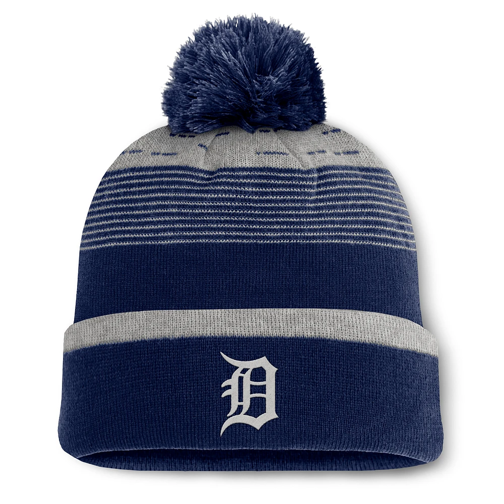 Men's Fanatics  Navy Detroit Tigers Fundamental Gradient Cuffed Knit Hat with Pom