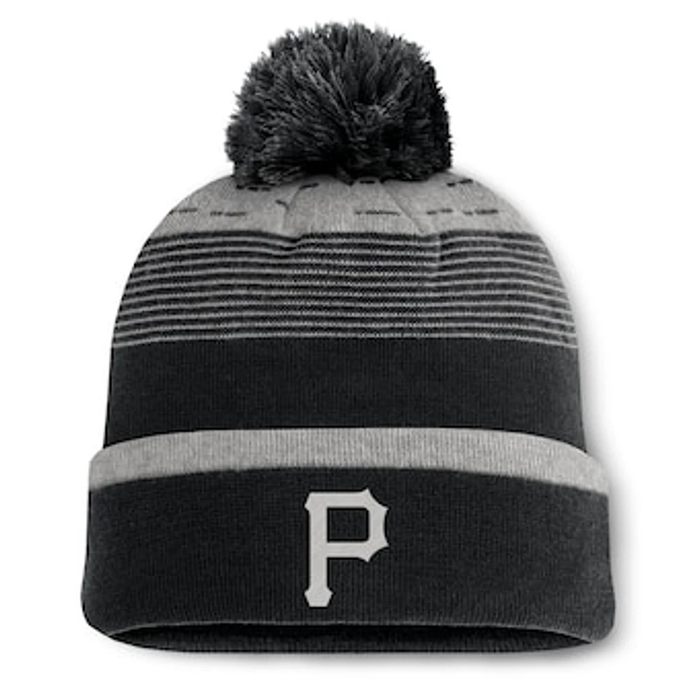 Men's Fanatics  Black Pittsburgh Pirates Fundamental Gradient Cuffed Knit Hat with Pom