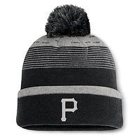 Men's Fanatics  Black Pittsburgh Pirates Fundamental Gradient Cuffed Knit Hat with Pom