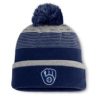 Men's Fanatics  Navy Milwaukee Brewers Fundamental Gradient Cuffed Knit Hat with Pom