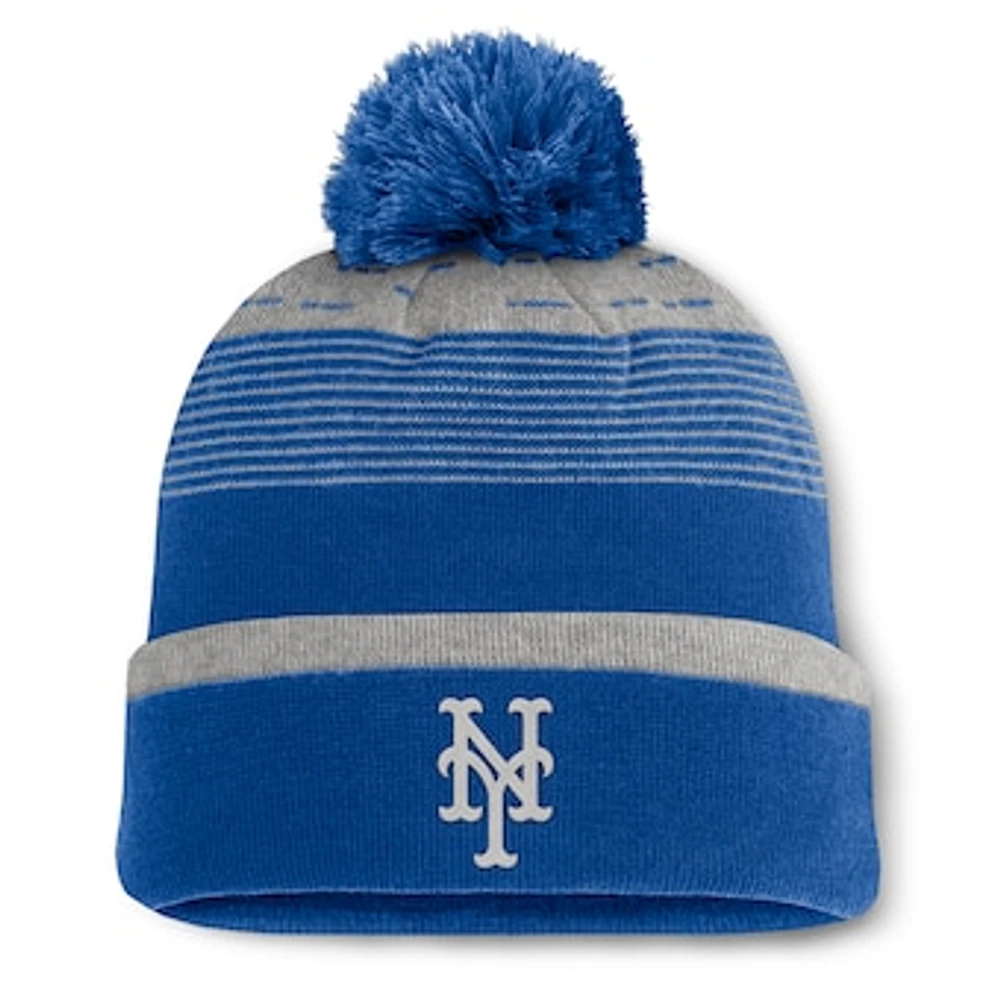 Men's Fanatics  Royal New York Mets Fundamental Gradient Cuffed Knit Hat with Pom