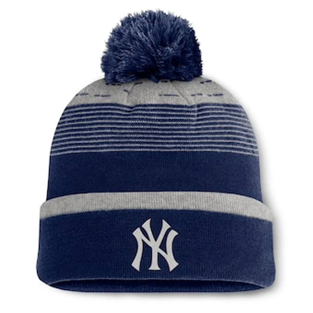 Men's Fanatics  Navy New York Yankees Fundamental Gradient Cuffed Knit Hat with Pom