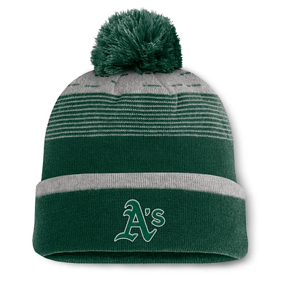 Men's Fanatics  Green Oakland Athletics Fundamental Gradient Cuffed Knit Hat with Pom