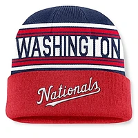 Men's Fanatics Red Washington Nationals Fundamental Team Stripe Cuffed Knit Hat