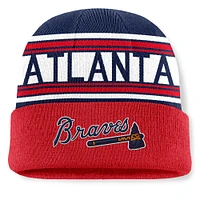 Men's Fanatics Navy Atlanta Braves Fundamental Team Stripe Cuffed Knit Hat