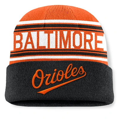 Men's Fanatics Black Baltimore Orioles Fundamental Team Stripe Cuffed Knit Hat