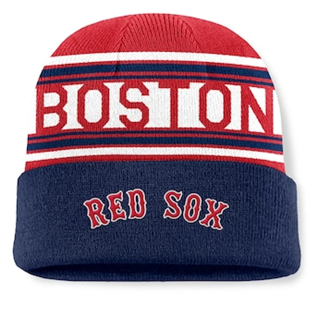 Men's Fanatics Navy Boston Red Sox Fundamental Team Stripe Cuffed Knit Hat