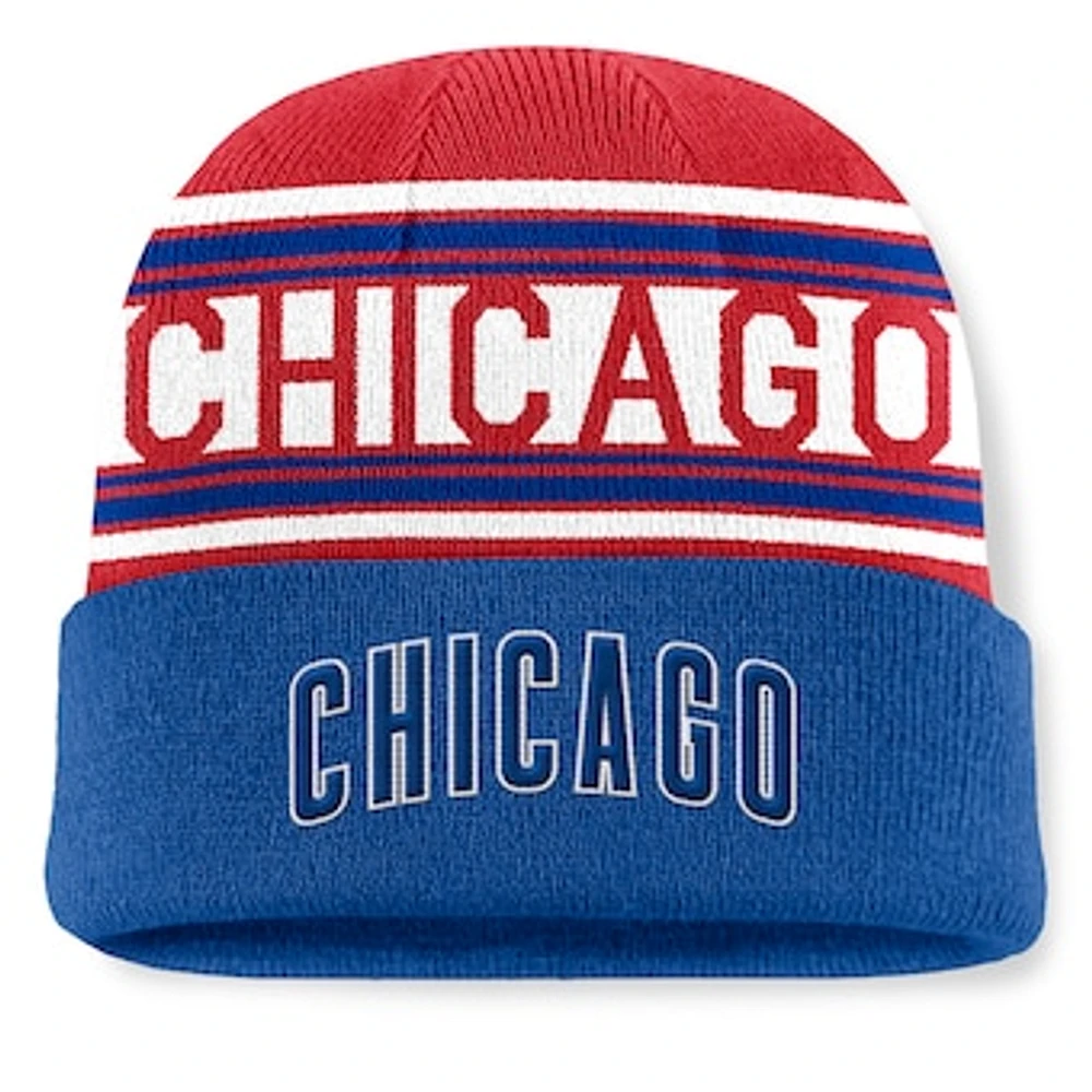 Men's Fanatics Royal Chicago Cubs Fundamental Team Stripe Cuffed Knit Hat