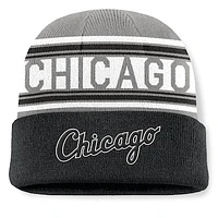 Men's Fanatics Black Chicago White Sox Fundamental Team Stripe Cuffed Knit Hat