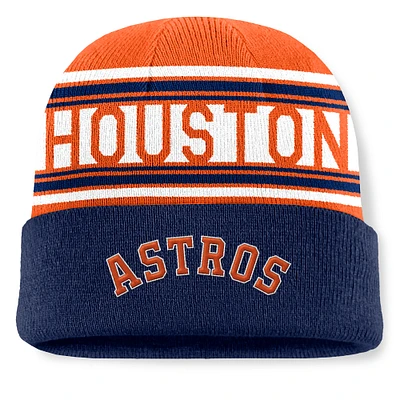 Men's Fanatics Navy Houston Astros Fundamental Team Stripe Cuffed Knit Hat