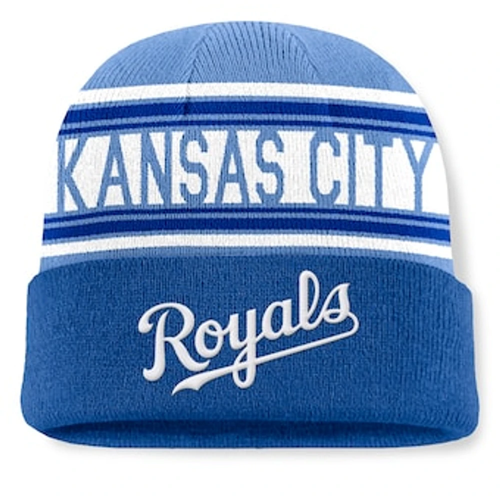 Men's Fanatics Royal Kansas City Royals Fundamental Team Stripe Cuffed Knit Hat