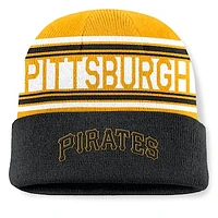 Men's Fanatics Black Pittsburgh Pirates Fundamental Team Stripe Cuffed Knit Hat