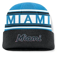 Men's Fanatics Black Miami Marlins Fundamental Team Stripe Cuffed Knit Hat