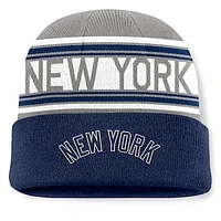 Men's Fanatics Navy New York Yankees Fundamental Team Stripe Cuffed Knit Hat