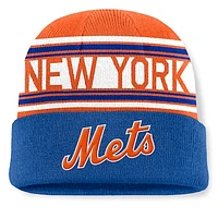 Men's Fanatics Royal New York Mets Fundamental Team Stripe Cuffed Knit Hat