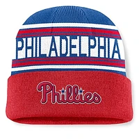 Men's Fanatics Red Philadelphia Phillies Fundamental Team Stripe Cuffed Knit Hat