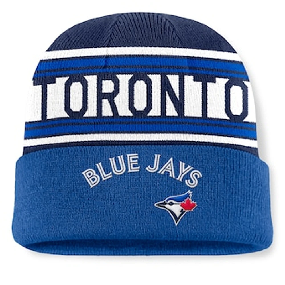 Men's Fanatics Royal Toronto Blue Jays Fundamental Team Stripe Cuffed Knit Hat