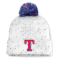 Women's Fanatics White Texas Rangers Fundamental Confetti Cuffed Knit Hat with Pom